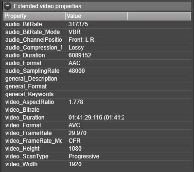 Viewing extracted video metadata in the general view
