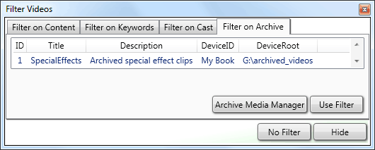 archive filter How to archive video files with the filter dialog