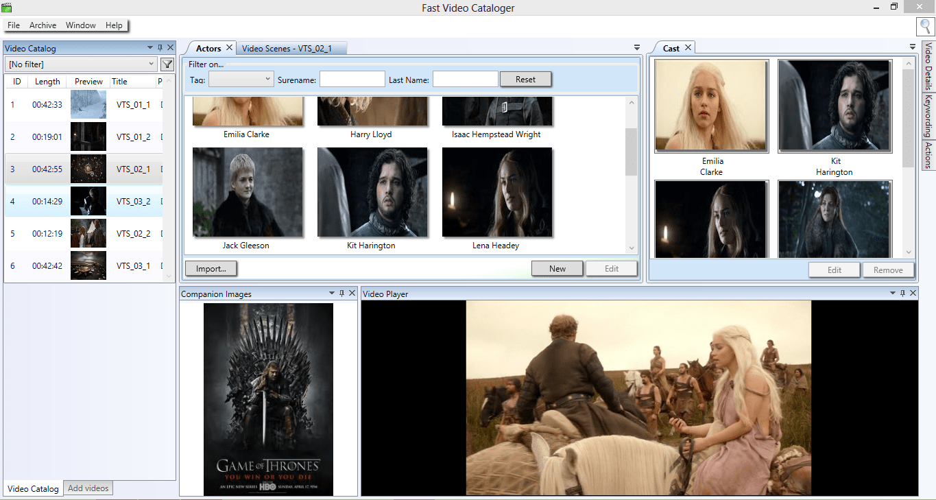 How to add actors to your video clip in Fast Video Cataloger 2