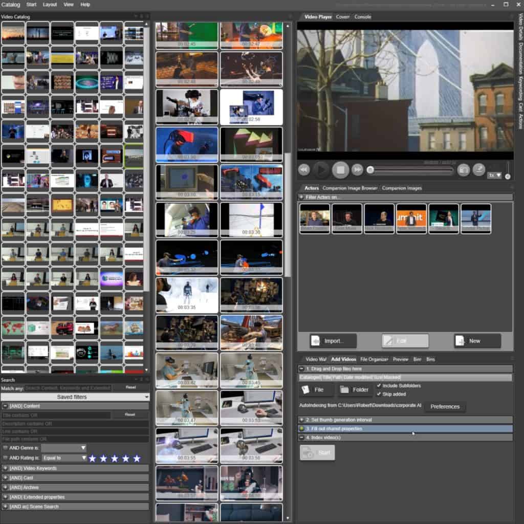 Easy video organizer use keywords for videos and scenes