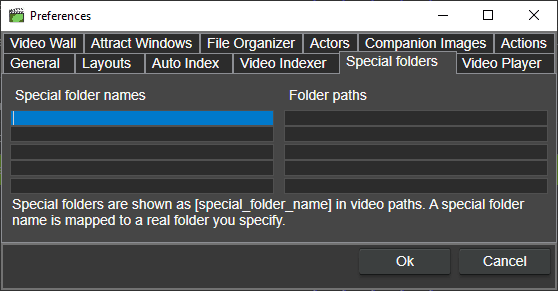 Special Folders preferences