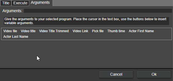 arguments tab