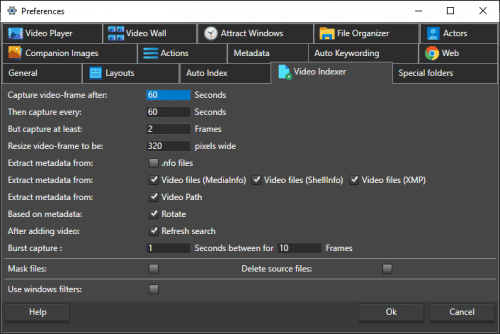 video indexer settings