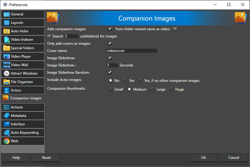 Companion image settings