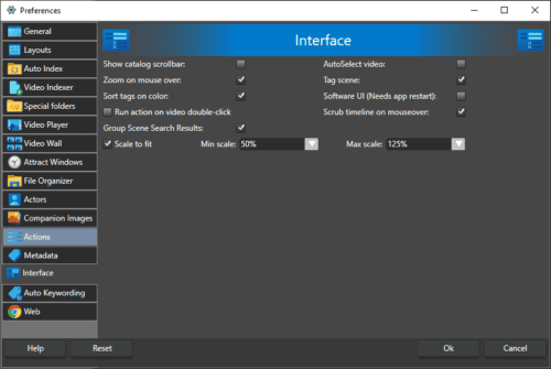 Preferences for user interface